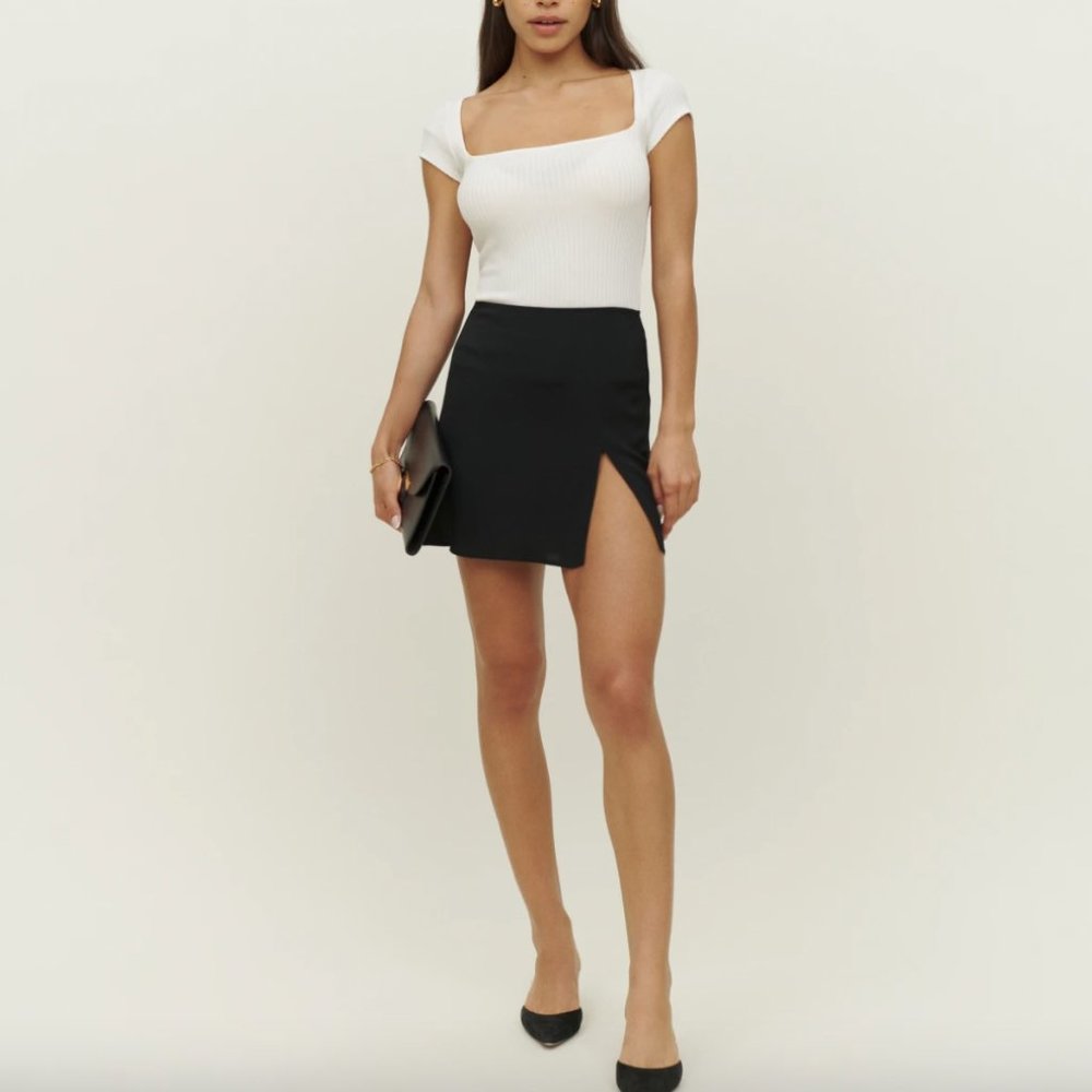 Reformation Margot Mini Crepe Skirt